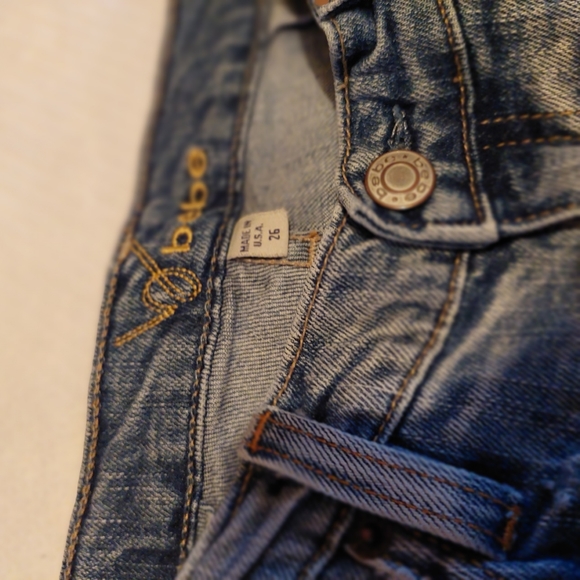 Bebe ☆ Y2k 26 Denim Capri Cropped Jeans USA Made Patchwork Rare Dope Vintage - Picture 10 of 14